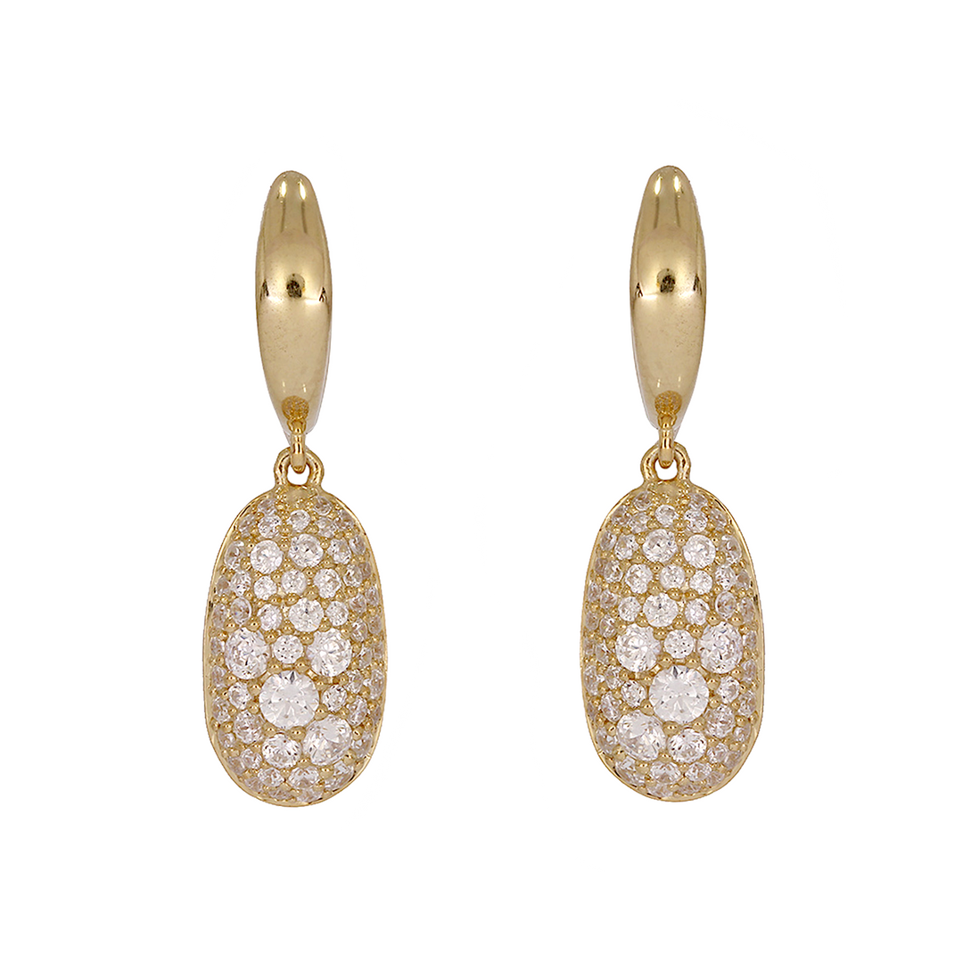 EFL54136. 14K Solid Yellow Gold Diamond Dangle Earrings