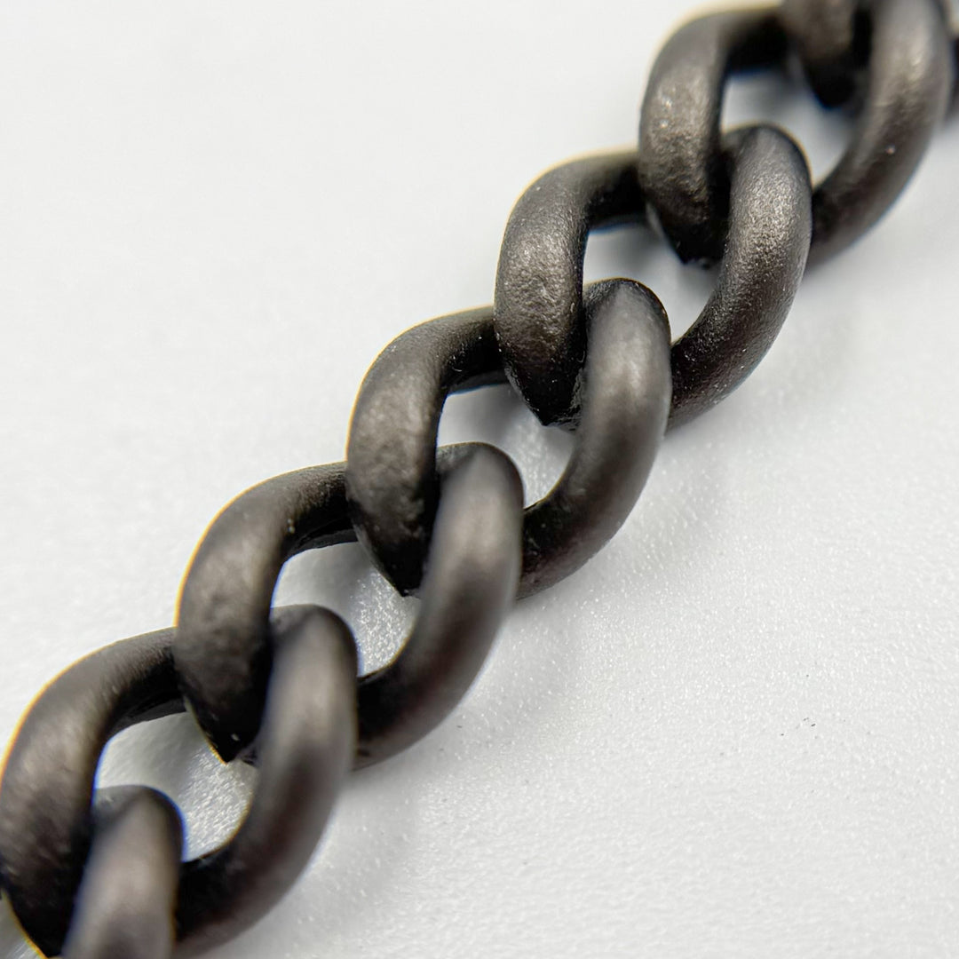 V255BRM. Black Rhodium Sterling Silver Smooth Curb Chain