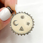 Load image into Gallery viewer, DP575A. Diamond Sterling Silver Round Enamel Pendant
