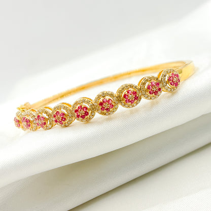 KG247.14K Solid Gold Bangle with Diamonds and Stones