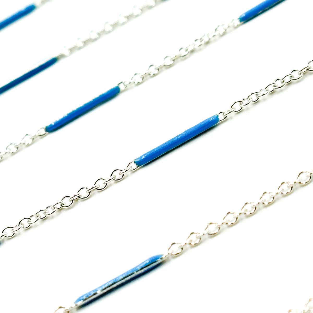 70/7796SS. 925 Sterling Silver Enamel Bar Link Chain