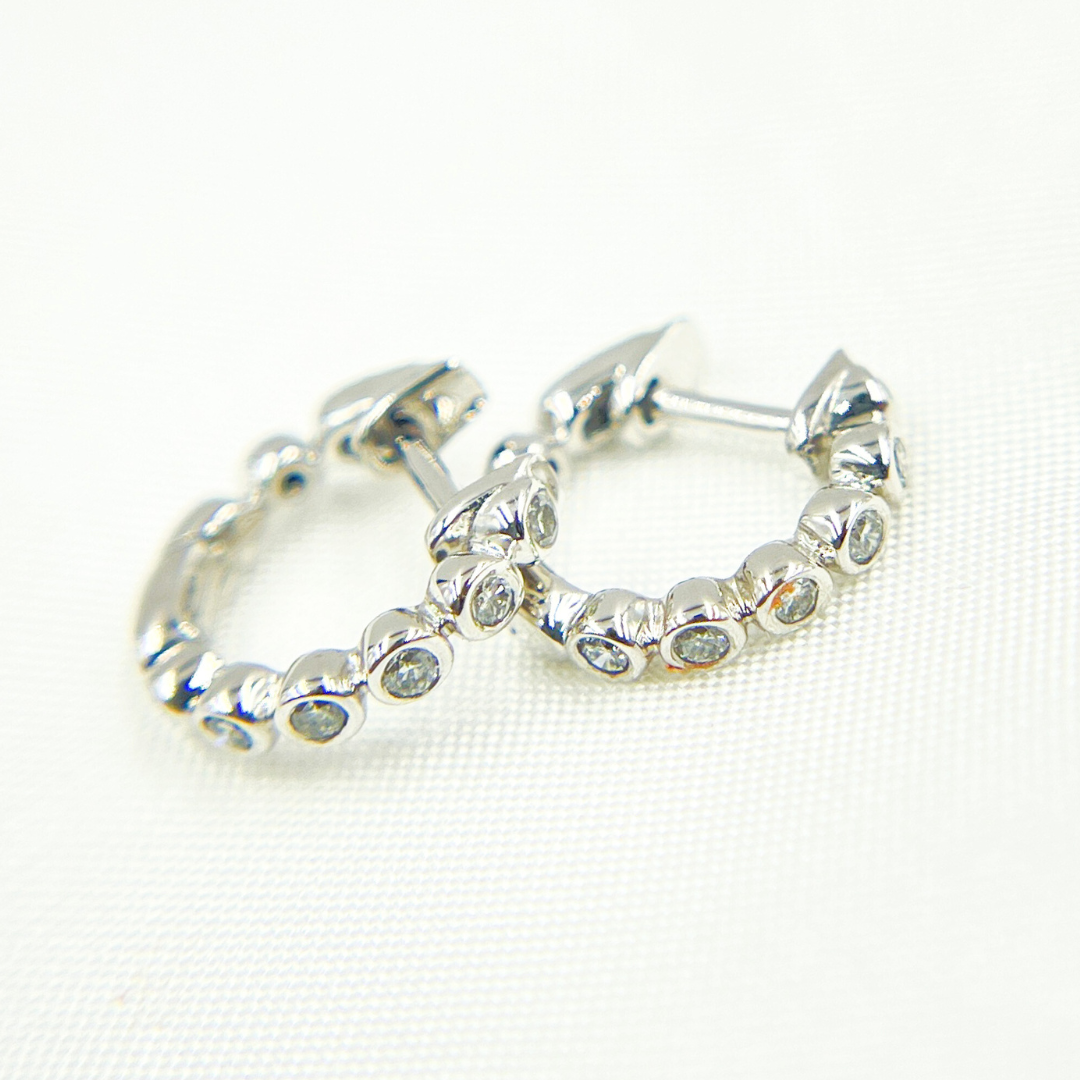 Buy 14k Solid Gold Diamond Hoop Earrings