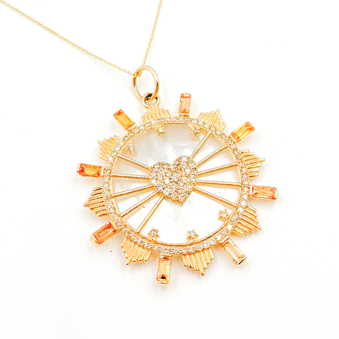 Solid Gold Round Heart Pendants