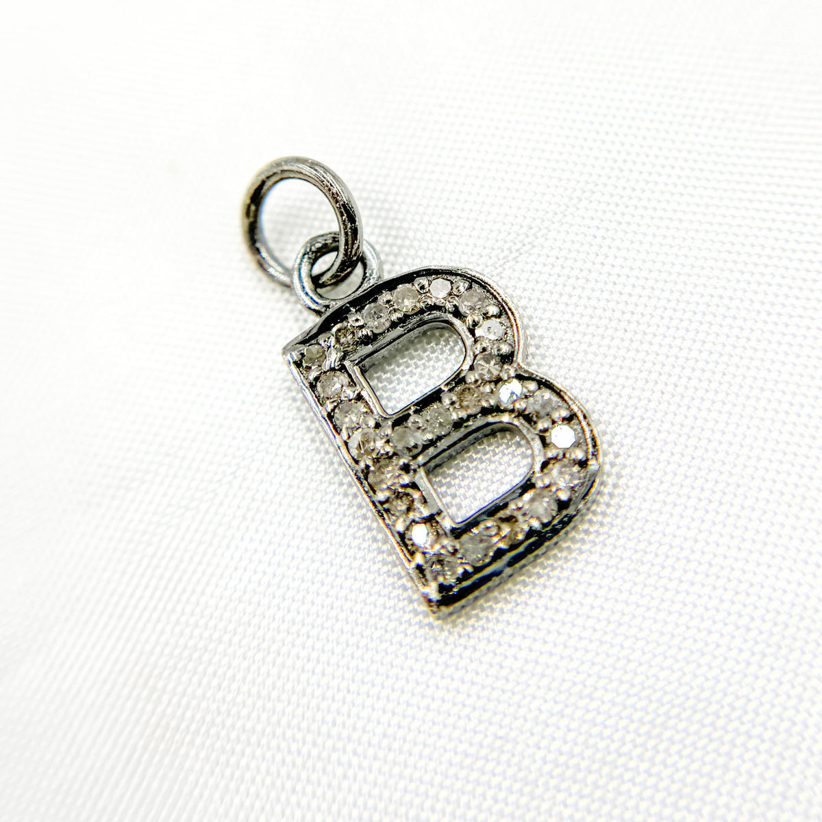 DC176. Diamond Sterling Silver Letter "B" Charm