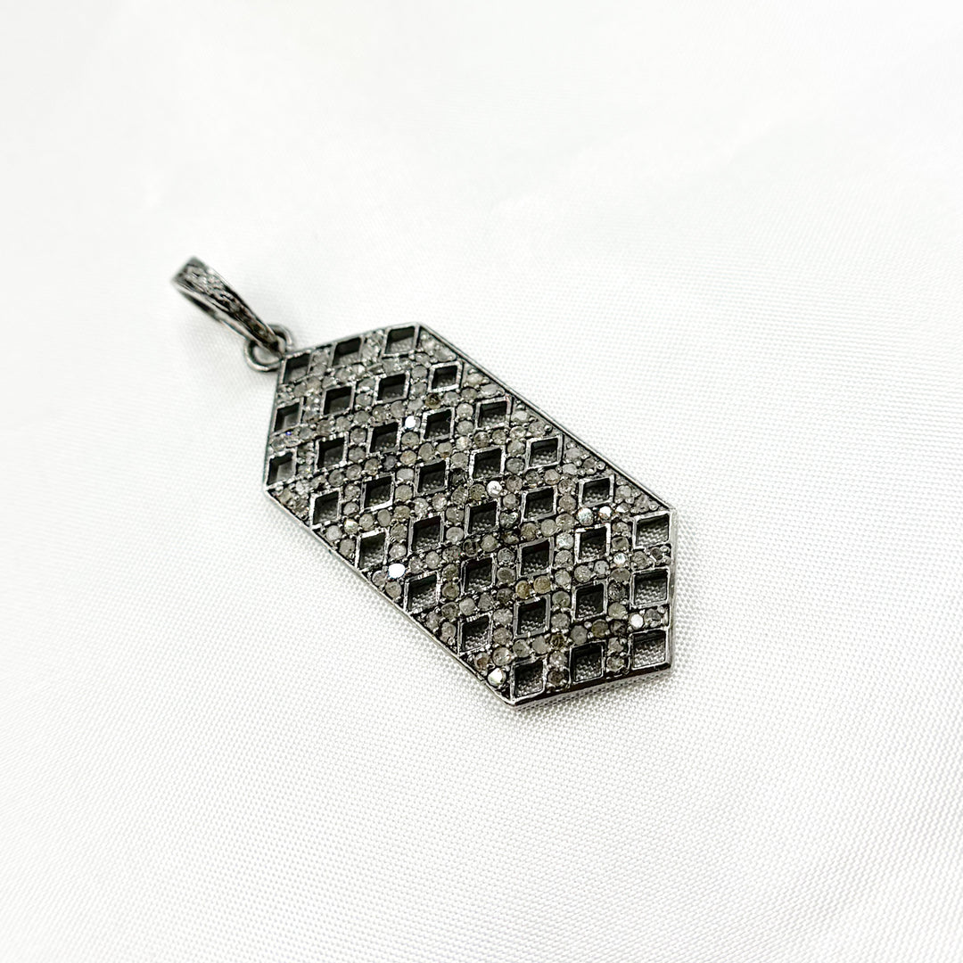 DP154. Diamond Sterling Silver Hexagon Pendant