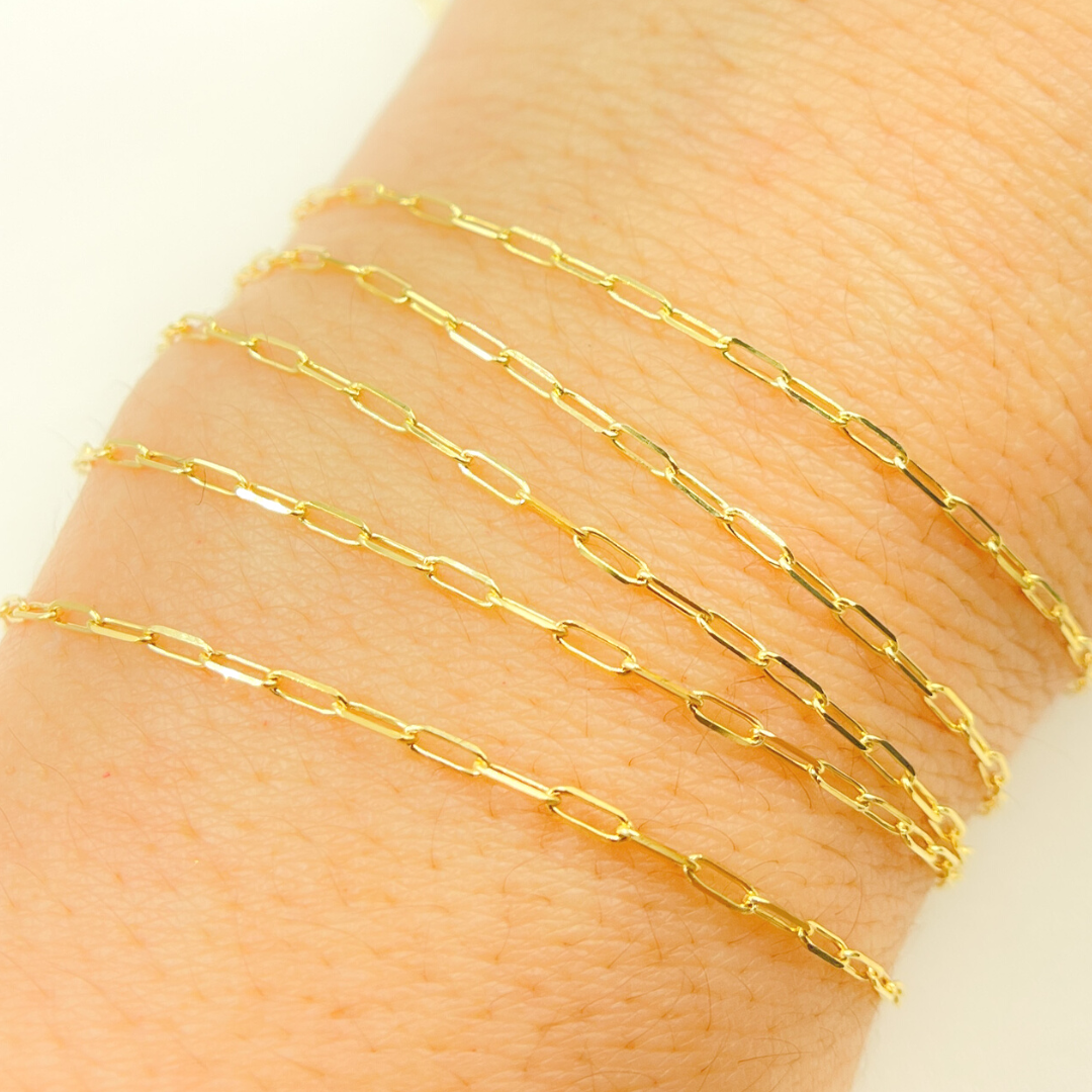 040FVBFVT5byFt. 14K Solid Yellow Gold Flat Paperclip Chain by Foot