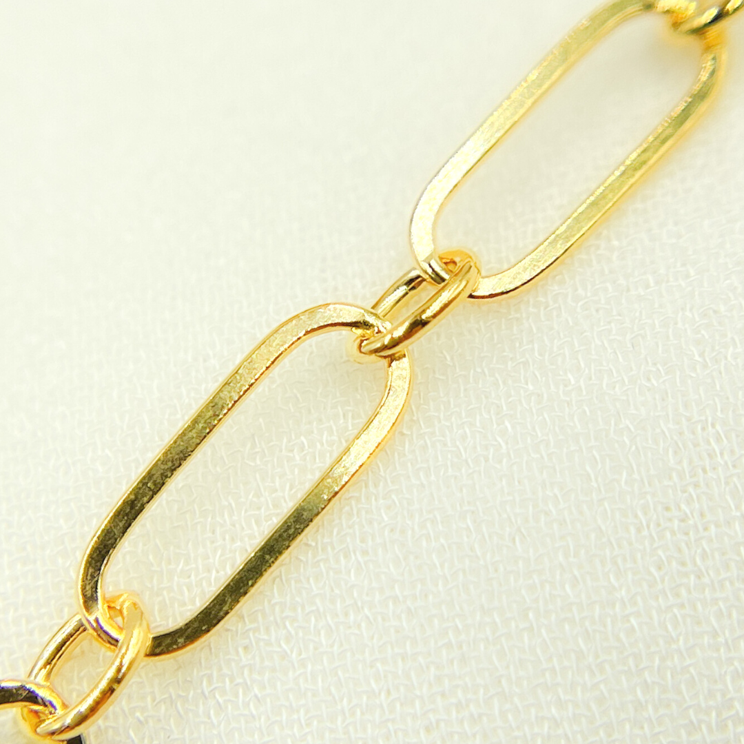 14K Yellow Gold Filled Flat Oval Link & 3 Round Chain. 281FGF