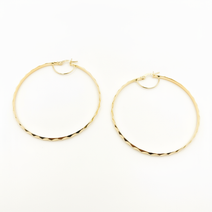 GER106. 14K Gold Twisted Hoop Earrings