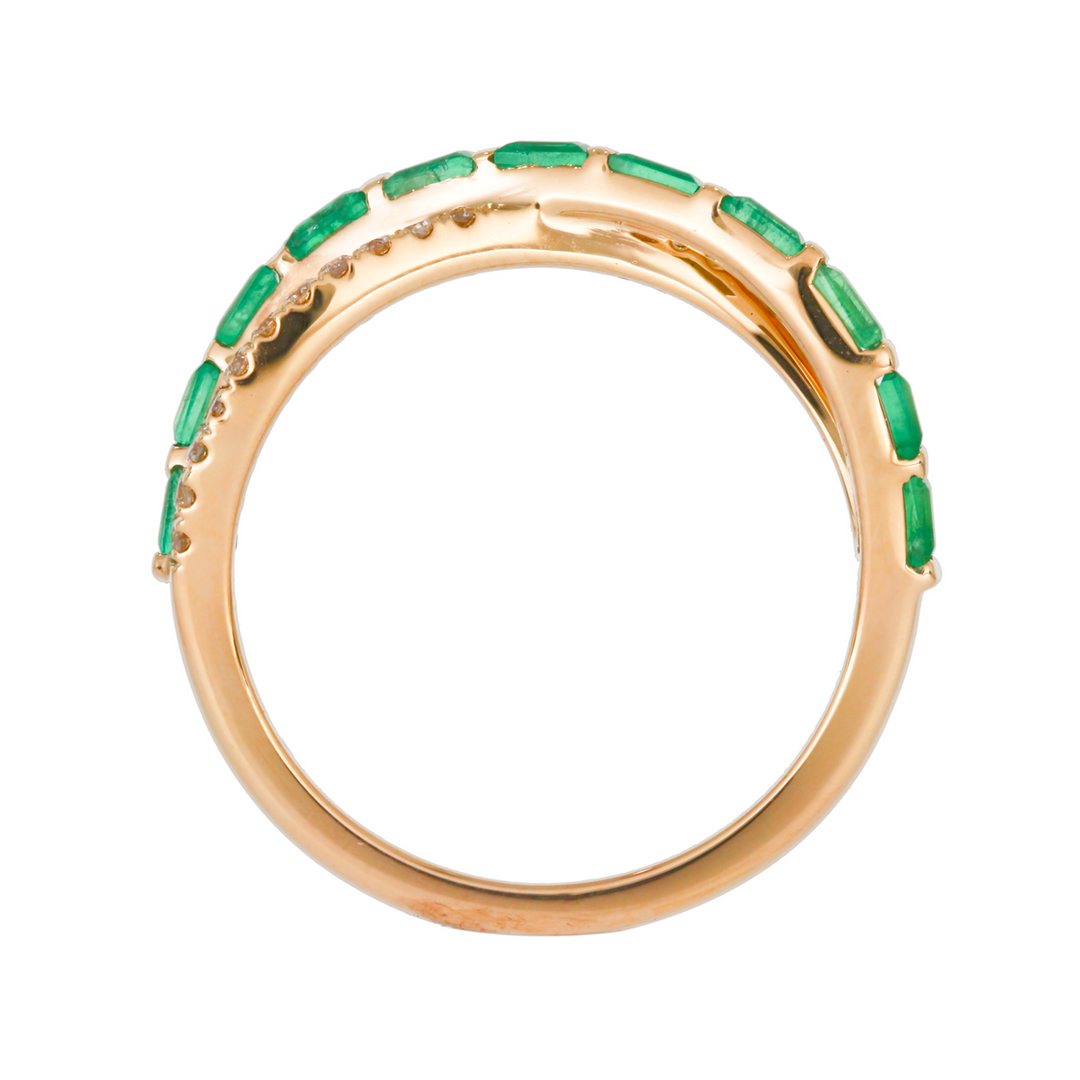 RAC01368. 14K Solid Yellow Gold Diamond and Gemstone Cross Ring