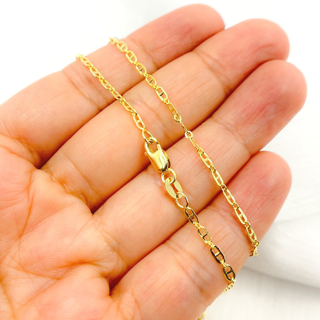 040FA1P111. 14K Solid Gold Flat Marina Chain