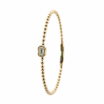 Load image into Gallery viewer, BNB68644. 14K Solid Gold Baguette Diamond Beaded Bangle