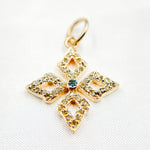 Load image into Gallery viewer, DC945. Diamond &amp; Sterling Silver Flower Pendant with Gemstone
