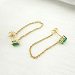 Load image into Gallery viewer, 14K Gold Emerald Rectangle Chain Earrings. EFI52161EM
