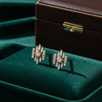 Load image into Gallery viewer, EFI54503. 14K Solid Gold Diamond Baguette Fancy Stud Earrings