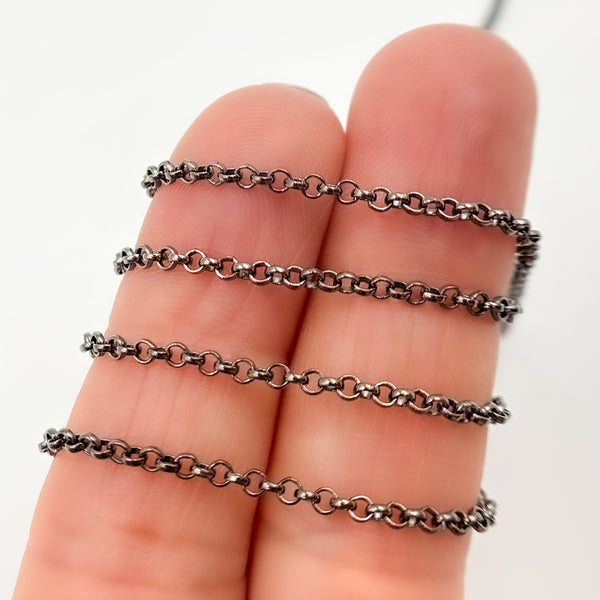 Buy Black Rhodium Sterling Silver Rolo Chain