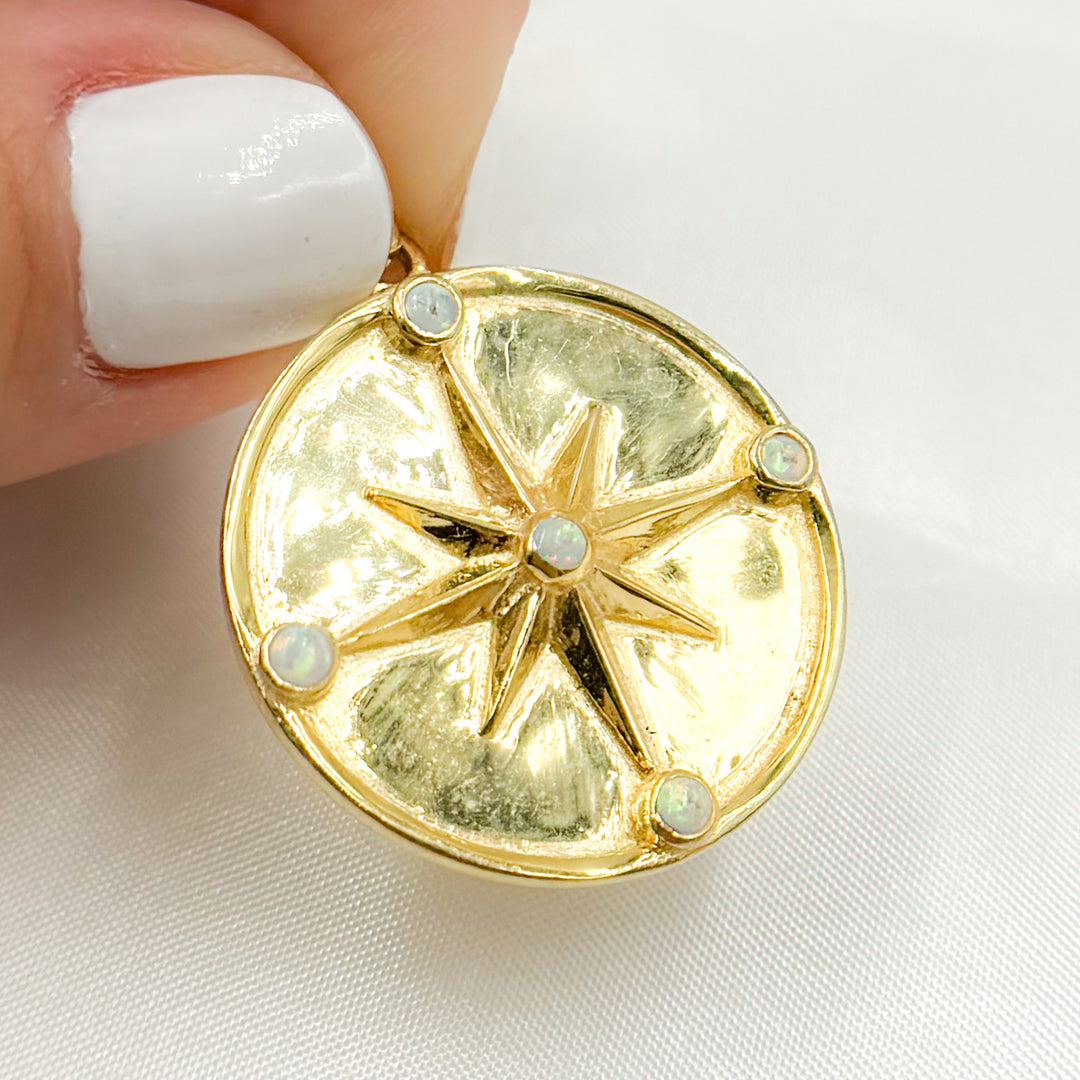 Silver Rounded Star Diamond Sterling Silver Round Star Pendant with Gemstone