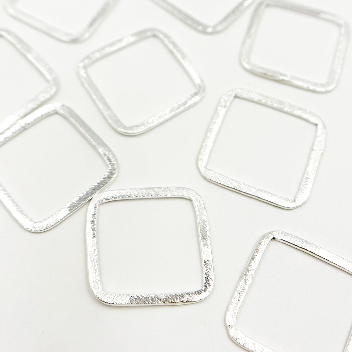 SS3SS. 30MM White Sterling Silver Brushed Square Connector