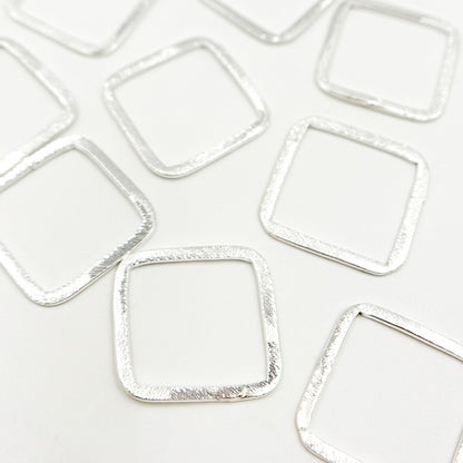SS3SS. 30MM White Sterling Silver Brushed Square Connector