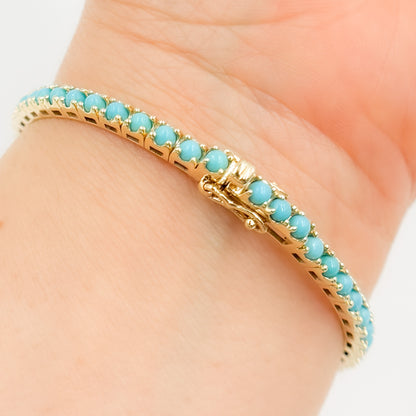 BNZ68424TQ. 14K Solid Yellow Gold Turquoise Bangle