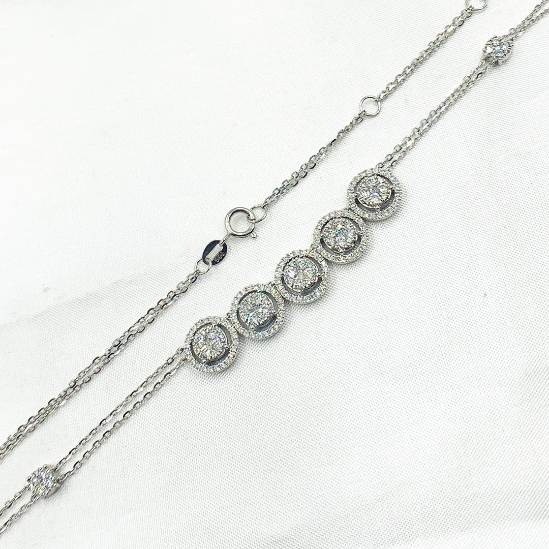 14K Solid White Gold Diamond Necklace. NK112603