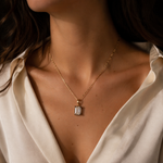 Load image into Gallery viewer, CMN00406. 14K Solid Gold Geometric Rectangle Diamond Charm