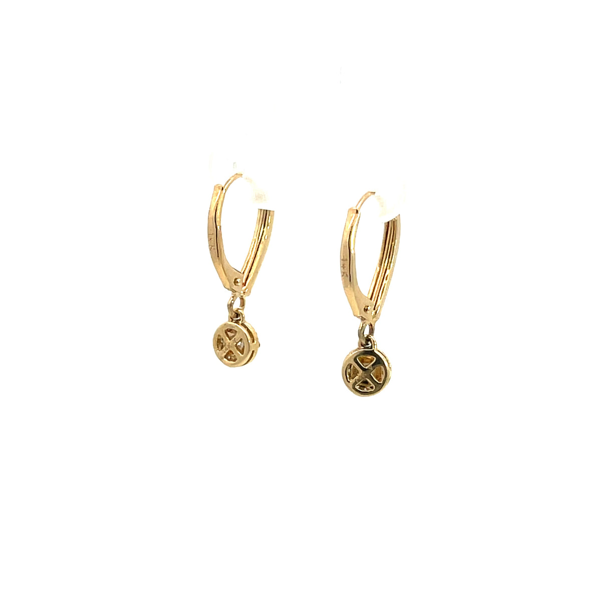 EHF56566. 14k Solid Yellow Gold Diamond Dangle Circle