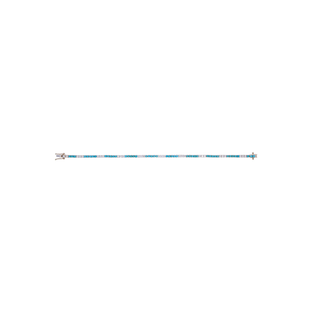 CB97388-2. 14k Solid Gold Diamond and Gemstone Tennis Bracelet