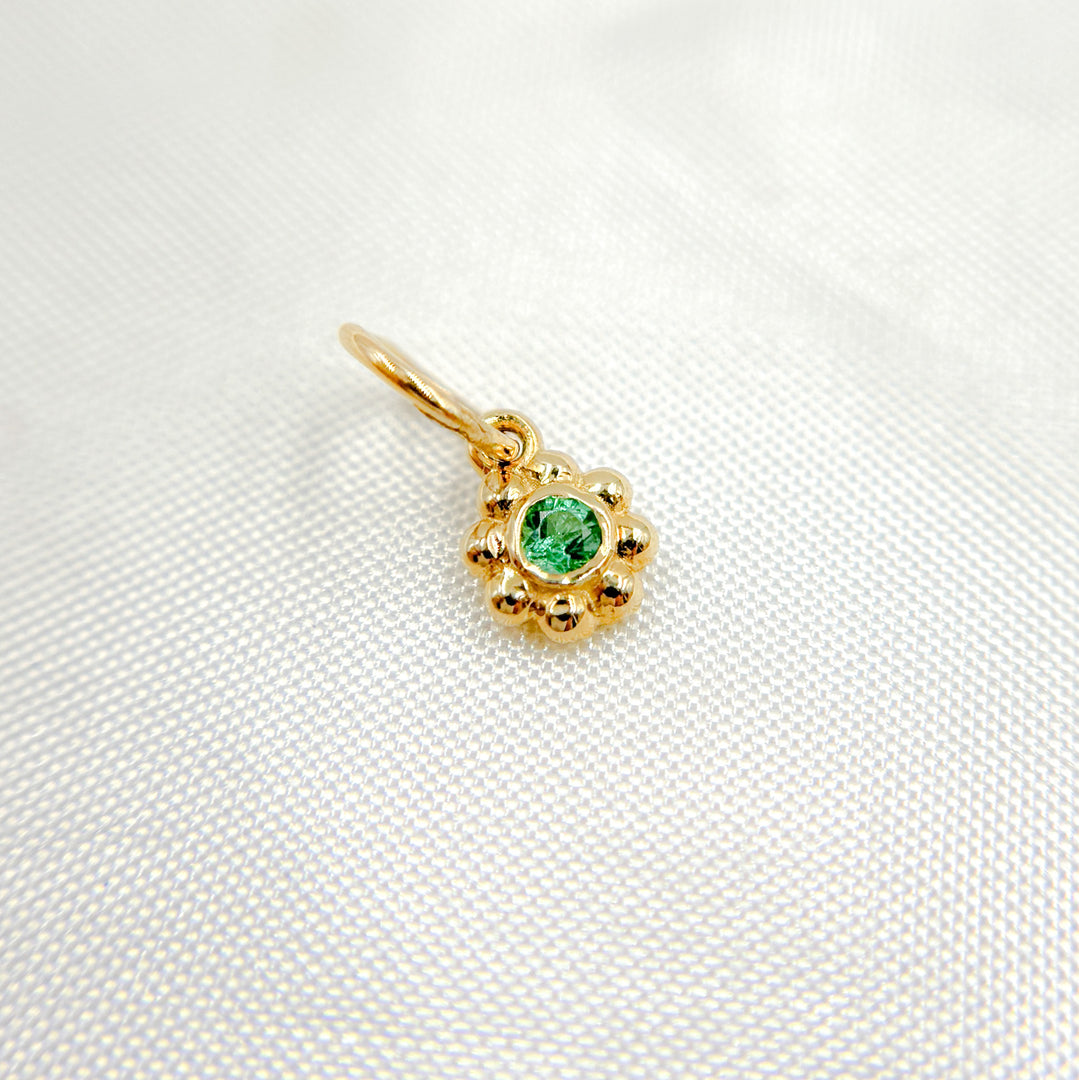 GDP429. 14K Solid Gold Diamond Flower Charm