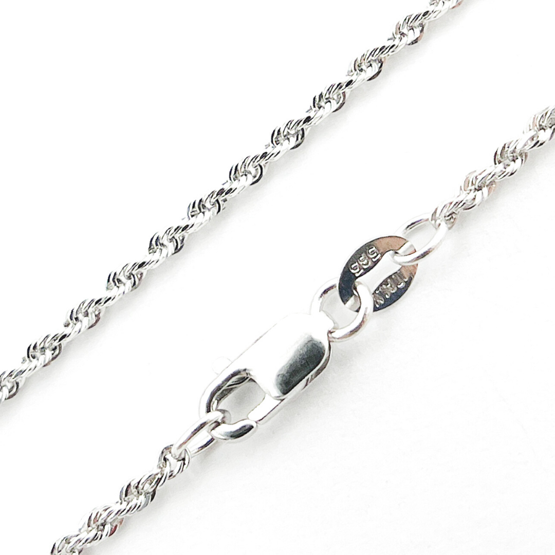 030CRDP0L8LWG. 14K Solid White Gold Rope Chain