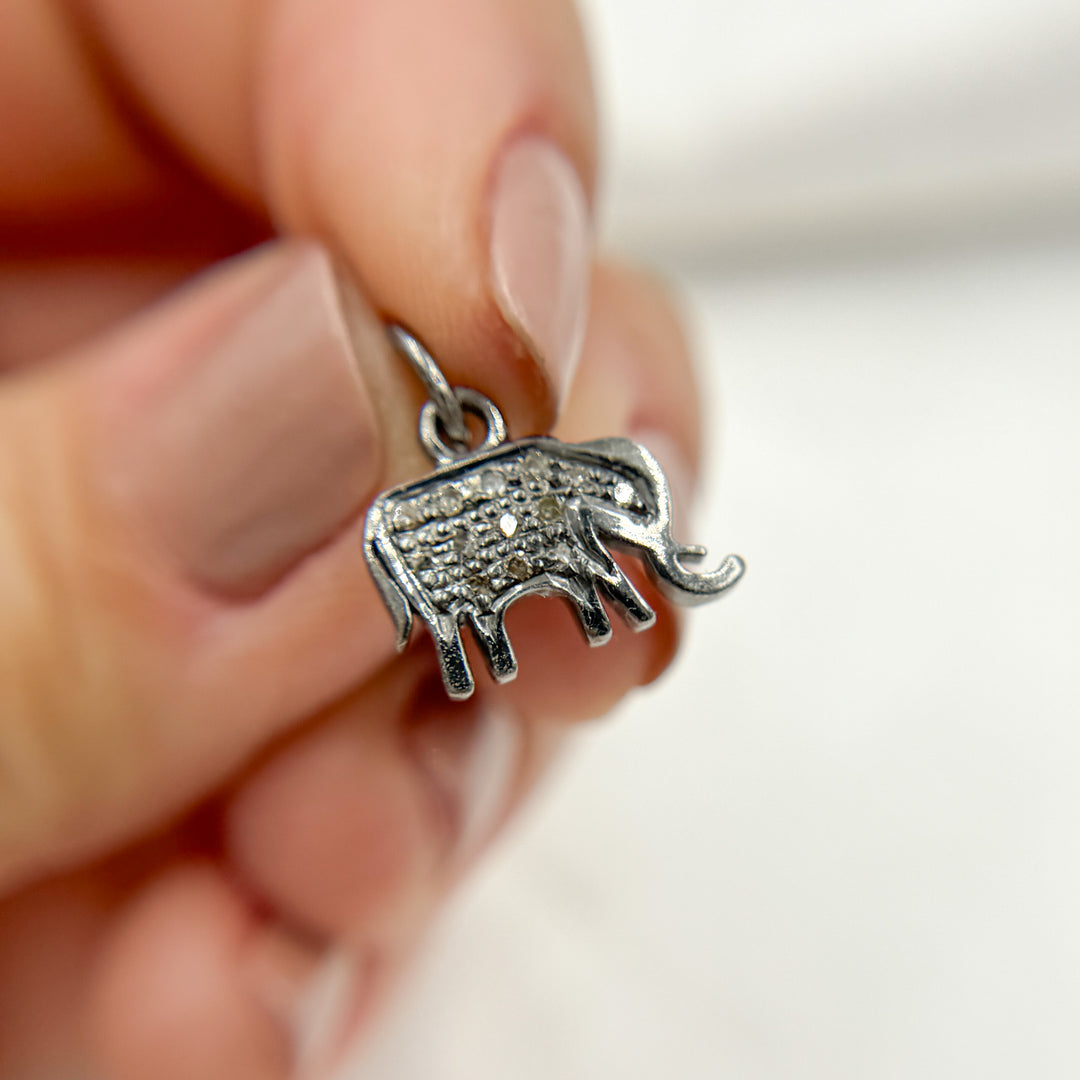 DC094. Diamond & Sterling Silver Elephant Charm