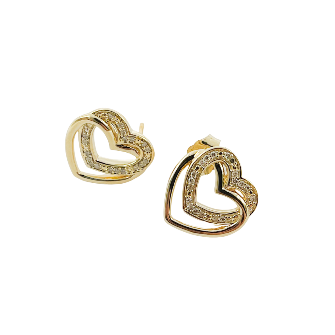 14K Solid Gold Heart Earrings. EFB51036