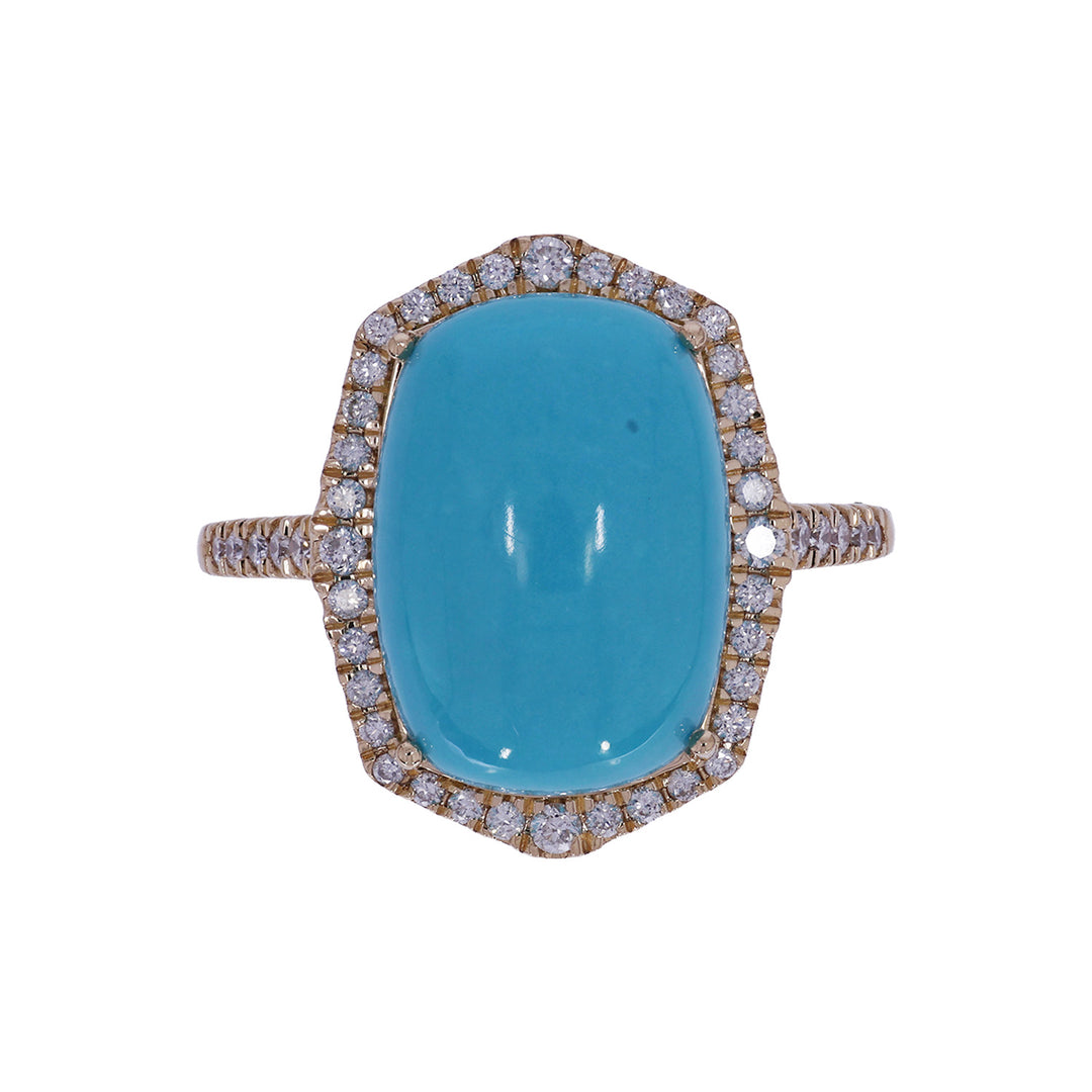 CR97302TQ14X10. 18K Solid Gold Diamond & Turquoise Ring