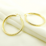 Load image into Gallery viewer, GER58. 14K Gold Hoop Earrings with Engraved Tornado Design
