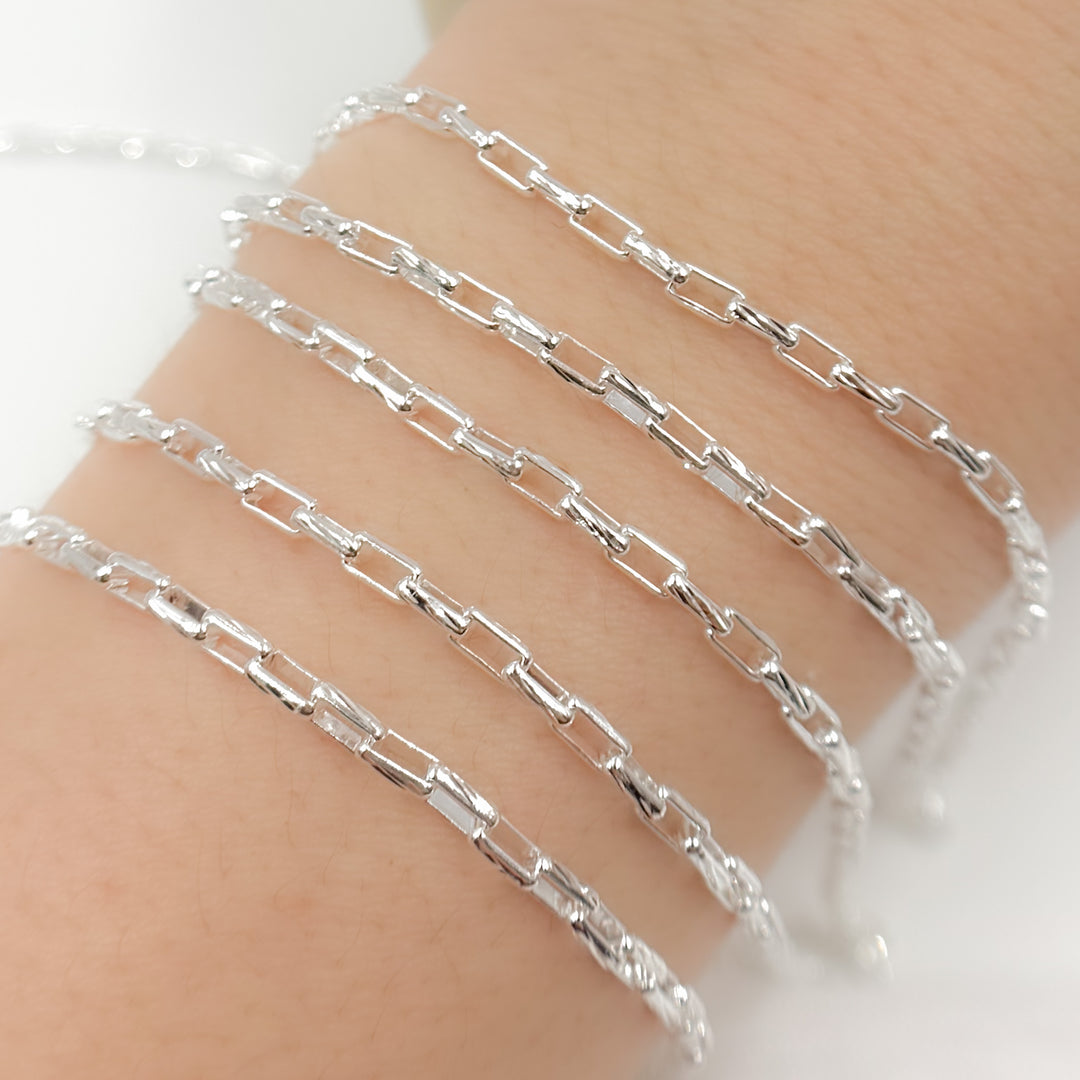 Y131DCSS. Sterling Silver Box Diamond Cut Link Chain