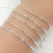 Sterling Silver Box Diamond Cut Link Chain