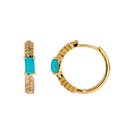 Load image into Gallery viewer, EHF57596. 14K Solid Gold Diamond and Gemstone Fancy Hoop Earrings