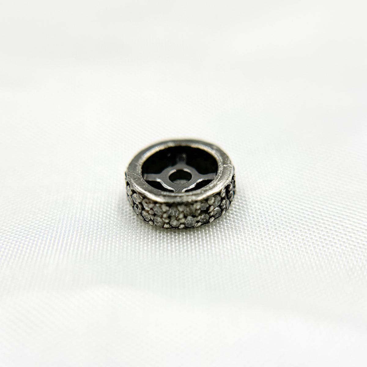 DC584. Diamond Sterling Silver Spacer Bead