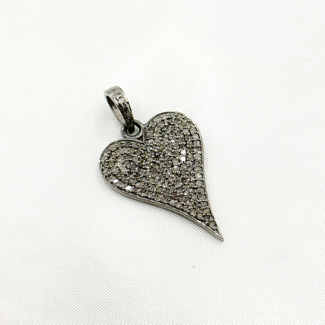 DP074. Diamond Sterling Silver Heart Pendant