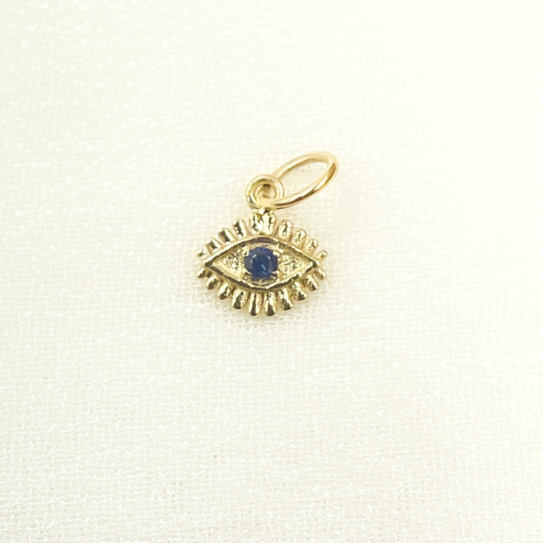 14K Solid Gold Diamond Evil Eye Charm. GDP264