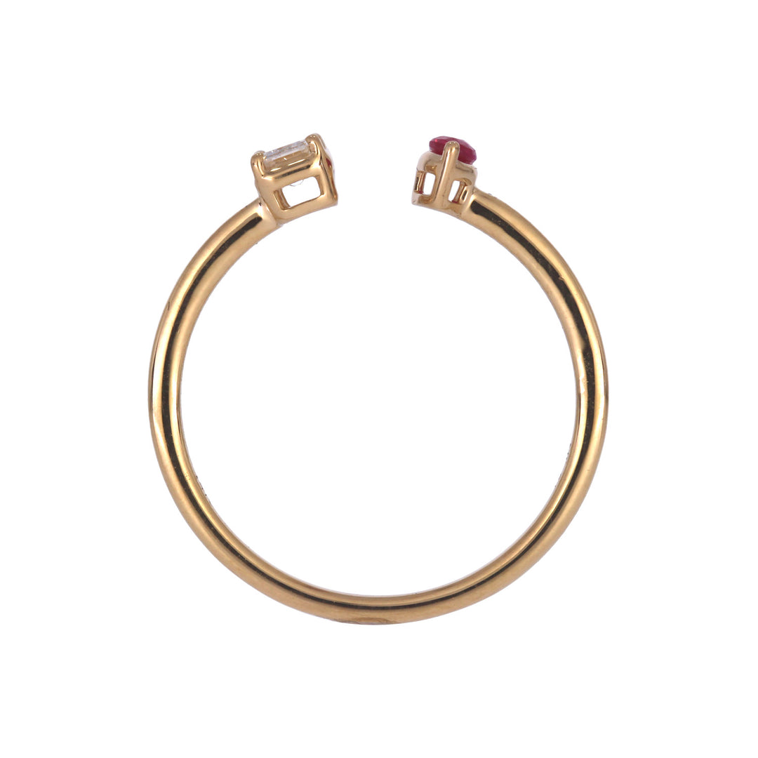 RFD19696RU. 14K Solid Gold Diamond and Ruby Open Ring