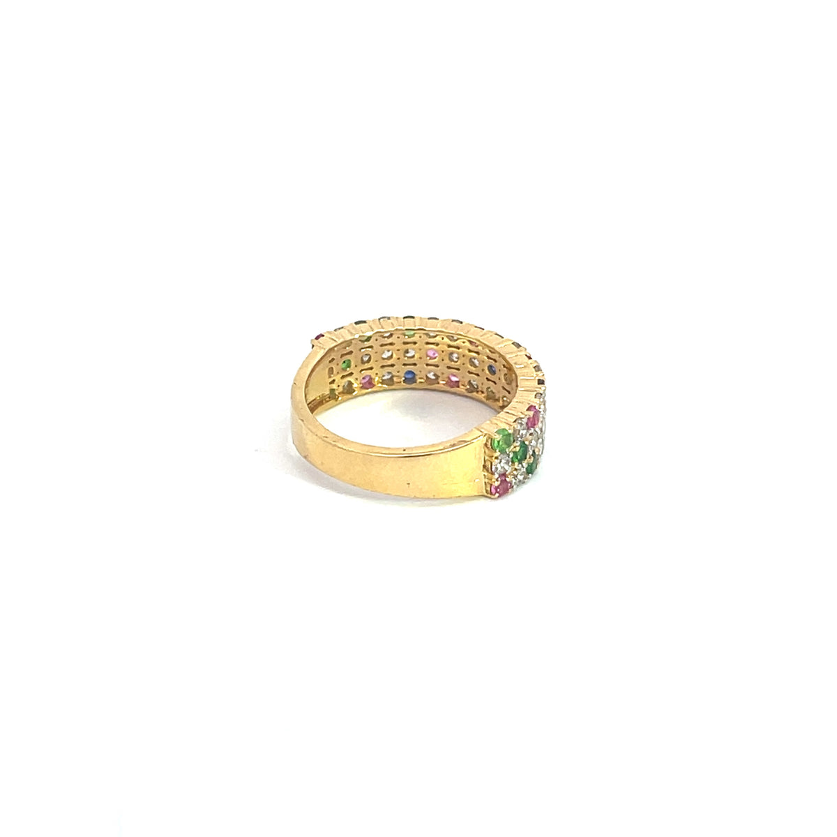 14k Solid Gold Diamond Mix Stones Ring.