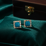 Load image into Gallery viewer, EFG54376TQ. 14K Solid Gold Diamond and Turquoise Fancy Studs