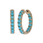Load image into Gallery viewer, EHZ57733TQ. 14K Solid Gold Turquoise Hoops