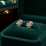 Load image into Gallery viewer, EFE52673Y. 14k Solid Gold Diamond Flower Stud Earrings