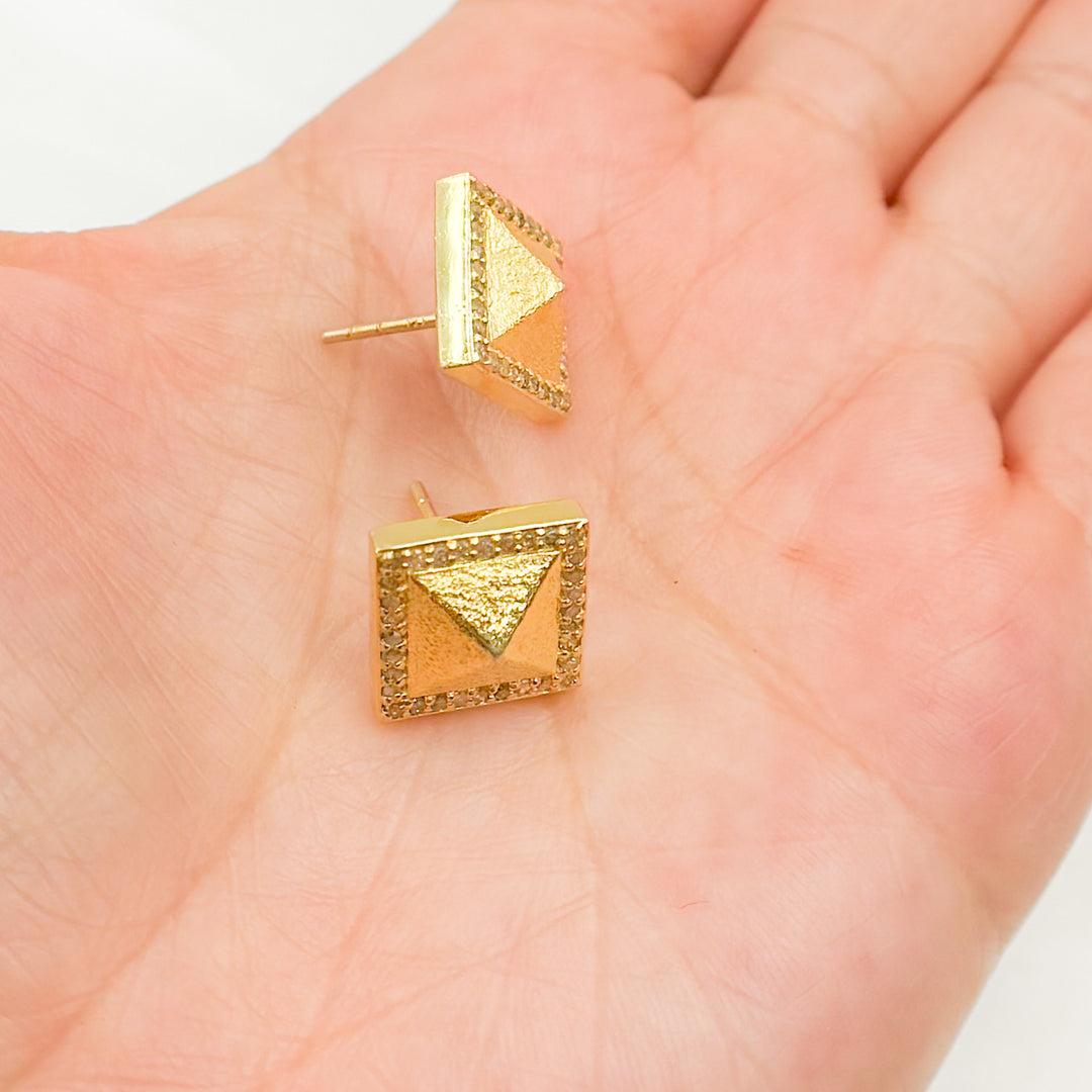 DE051. Diamond Sterling Silver Square Studs