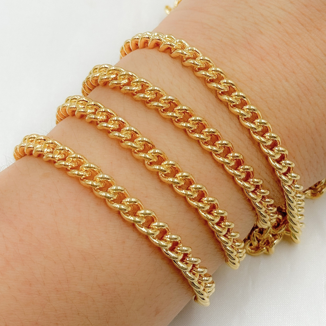 Gold Plated 925 Sterling Silver Curb Chain. 6007CHRGP