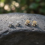 Load image into Gallery viewer, EFD53686. 14K Solid Gold Flower Diamond Studs