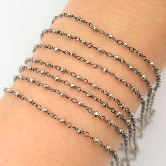SPY3. Pyrite Wire Wrapped Beads Chain