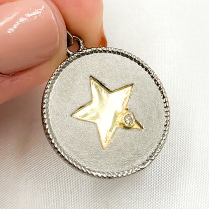 Sterling Silver Round Star Pendants