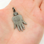 Load image into Gallery viewer, DP329. Diamond &amp; Sterling Silver Moon &amp; Star Hamsa Pendant
